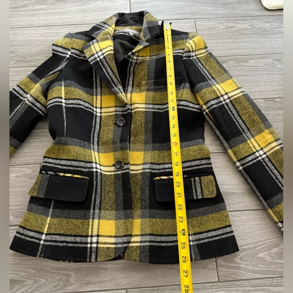 Exclusive|Vintage Plaid Jacket blazer,leather elbow patch,clueless style•LARGE - Picture 15 of 16